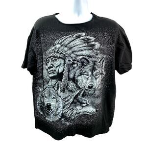 Vintage Caribbean Dream Shirt Mens Size XL Native American Eagle Wolf Double
